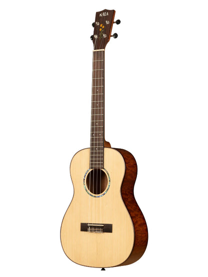 Kala KA-20TH-SQS-B 20th Anniversary Solid Spruce Top Quilted Sapele Baritone Ukulele With Bag