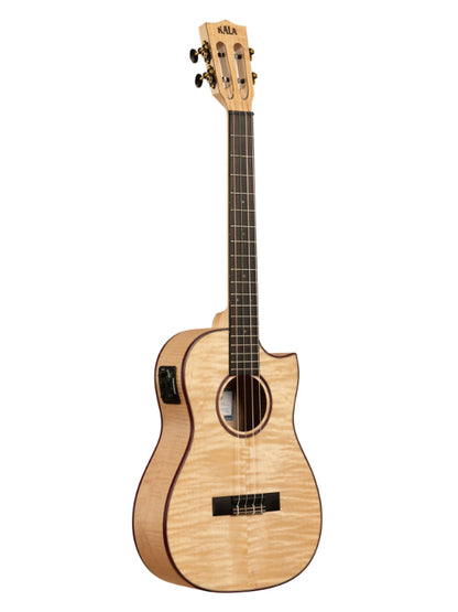 Kala KA-ASFM-B-CE Maple Baritone Cutaway Electric Ukulele With Bag