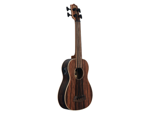 Kala UBASS-EBY-FL Striped Ebony Acoustic-Electric Fretless U•BASS® Rosewood Update Ukulele