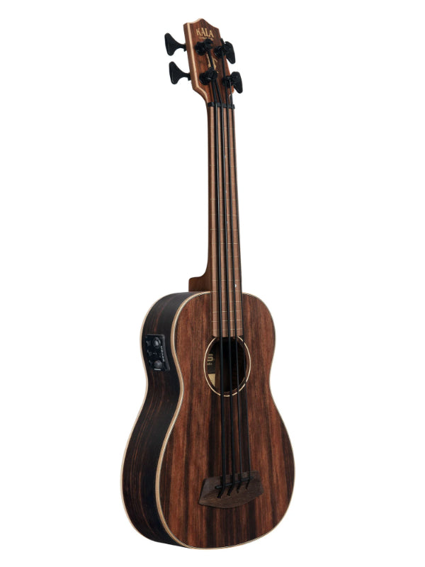 Kala UBASS-EBY-FL Striped Ebony Acoustic-Electric Fretless U•BASS® Rosewood Update Ukulele