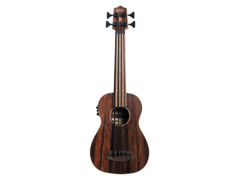 Kala UBASS-EBY-FL Striped Ebony Acoustic-Electric Fretless U•BASS® Rosewood Update Ukulele