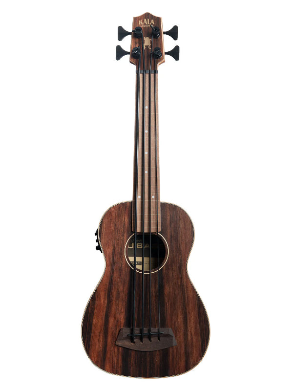 Kala UBASS-EBY-FL Striped Ebony Acoustic-Electric Fretless U•BASS® Rosewood Update Ukulele