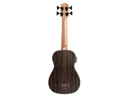 Kala UBASS-EBY-FL Striped Ebony Acoustic-Electric Fretless U•BASS® Rosewood Update Ukulele