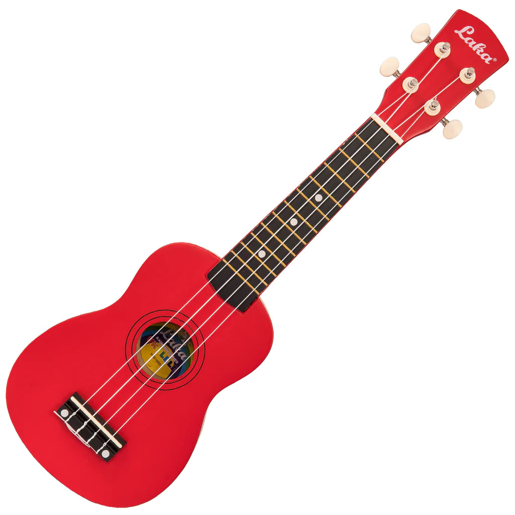 Laka Rainbow Series Soprano Ukulele & Carry Bag ~ Red