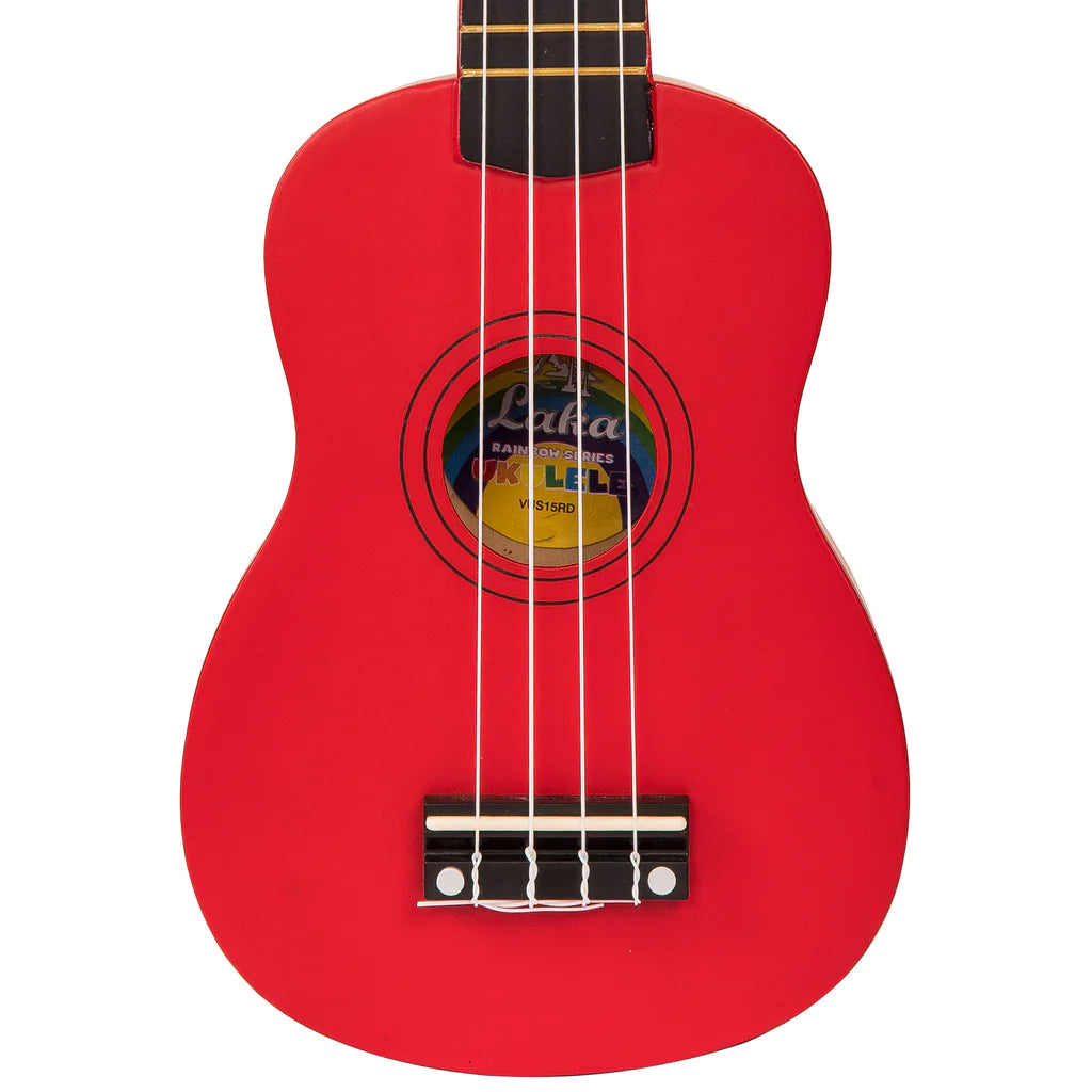 Laka Rainbow Series Soprano Ukulele & Carry Bag ~ Red