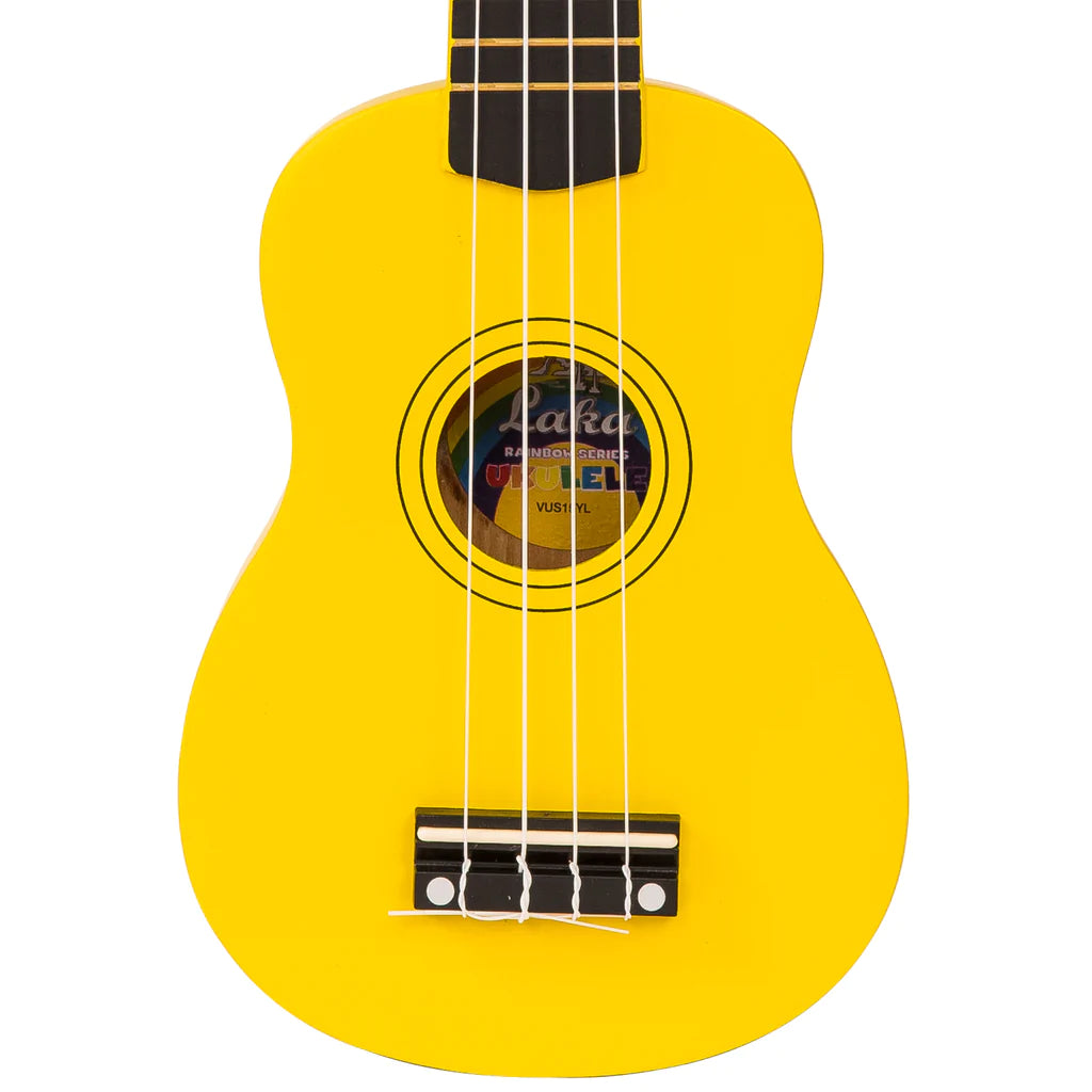 Laka Rainbow Series Soprano Ukulele & Carry Bag ~ Yellow