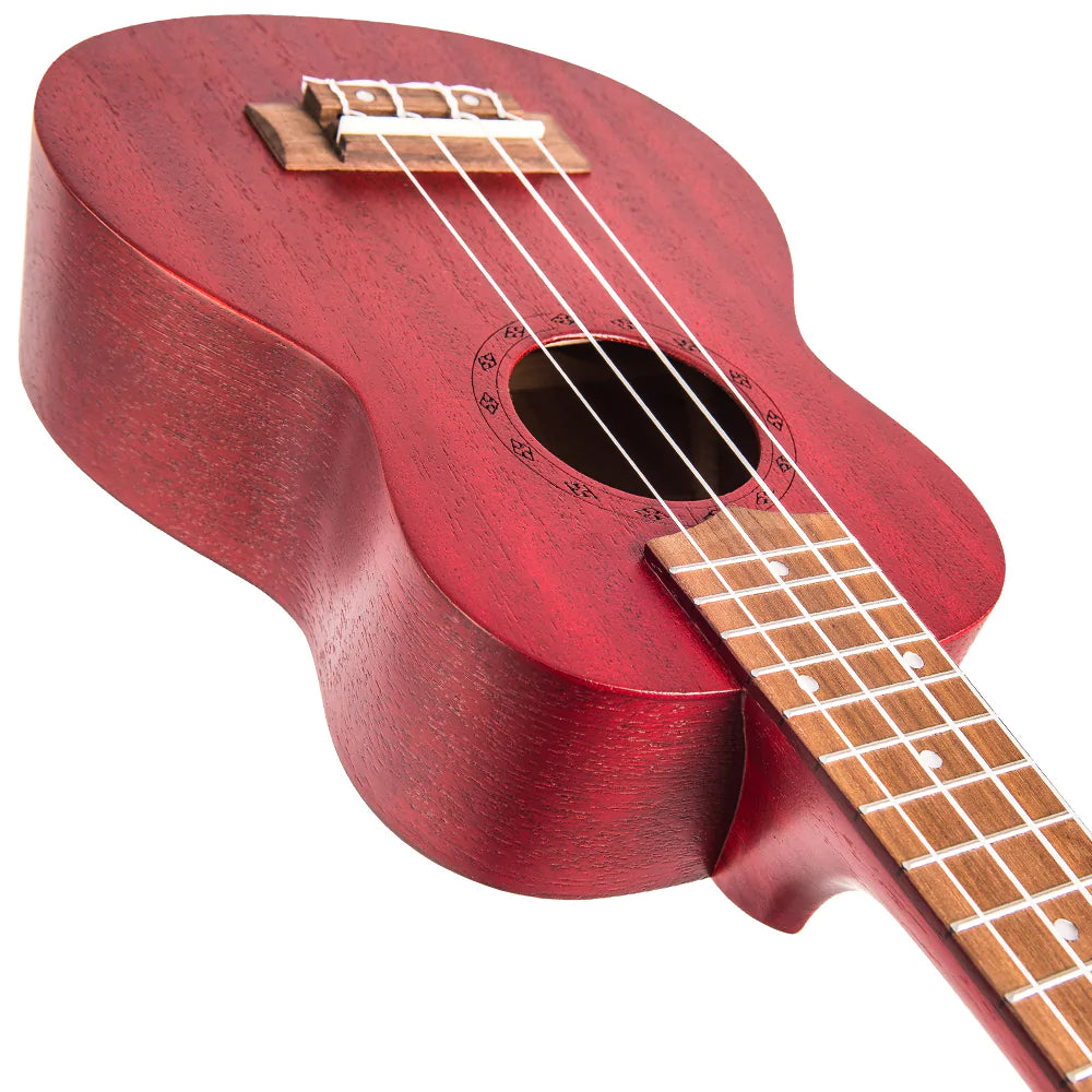 Laka Sapele Series Soprano Ukulele & Bag ~ Red