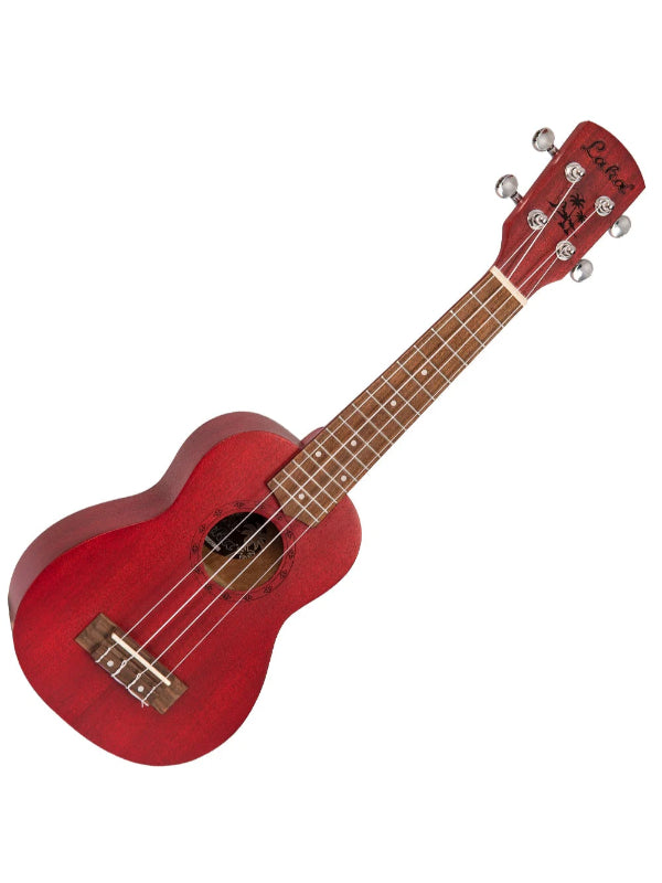 Laka Sapele Series Soprano Ukulele with Bag ~ Red