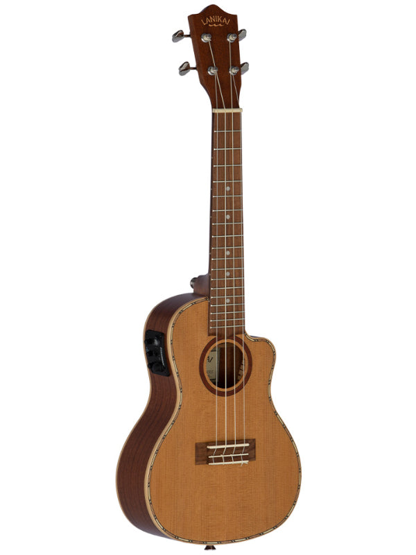 Lanikai CDST-CEC Concert  Electric Cedar Solid Top Ukulele With Gig Bag