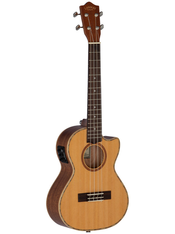Lanikai CDST-CET Tenor Electro Cedar Solid Top  Ukulele With Gig Bag