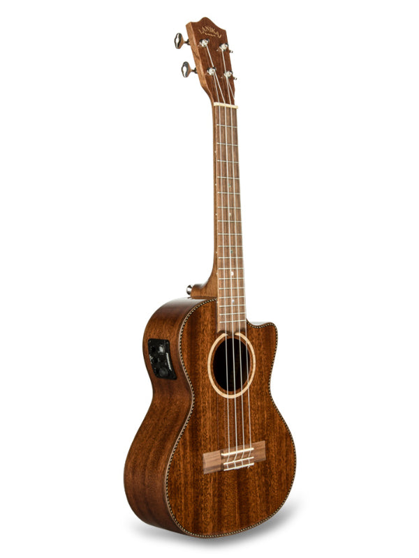 Lanikai MAS-CET All Solid Mahogany Tenor Electric-Cut Ukulele with Gig Bag