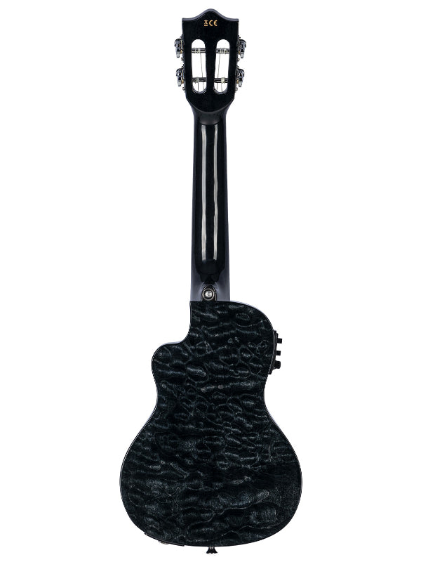 Lanikai QM-BKCEC Concert Electro Black  Quilted Maple Cutaway Ukulele