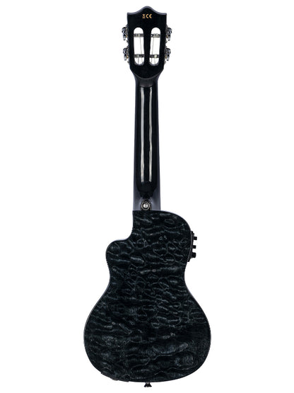 Lanikai QM-BKCEC Concert Electro Black  Quilted Maple Cutaway Ukulele