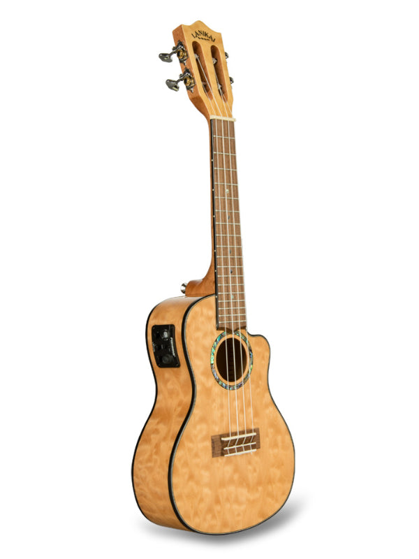 Lanikai QM-NACEC Concert Electro Natural  Quilted Maple Cutaway Ukulele