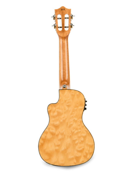 Lanikai QM-NACEC Concert Electro Natural  Quilted Maple Cutaway Ukulele
