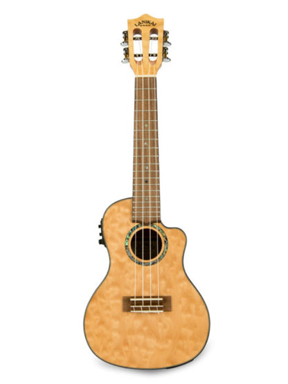 Lanikai QM-NACEC Concert Electro Natural  Quilted Maple Cutaway Ukulele