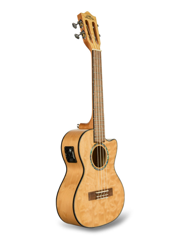 Lanikai QM-NACET Tenor Electro Natural Quilted Maple Cutaway  Ukulele