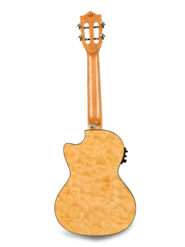 Lanikai QM-NACET Tenor Electro Natural Quilted Maple Cutaway  Ukulele