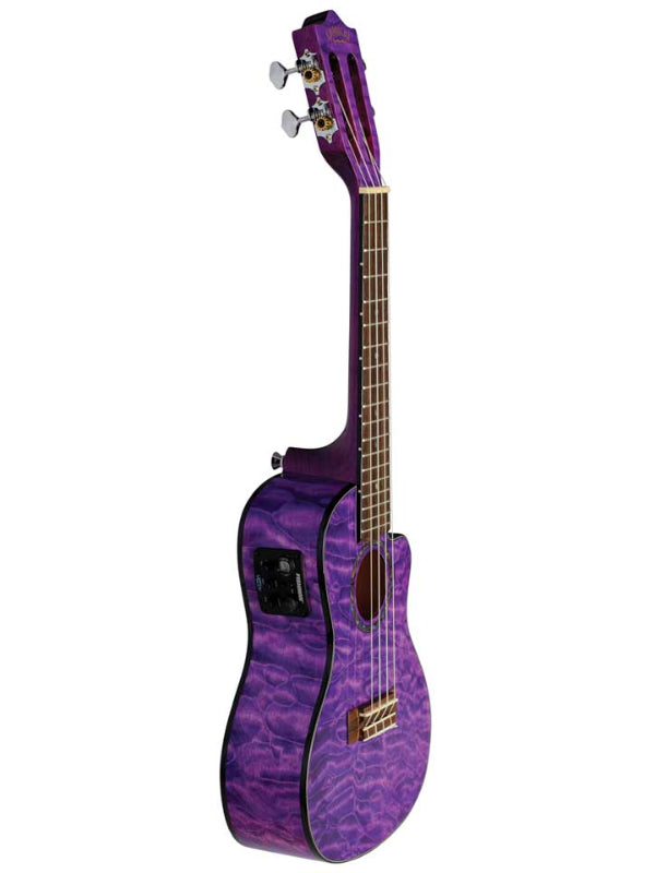 Lanikai QM-PUCEC Concert Electro Purple Quilted Maple Cutaway  Ukulele