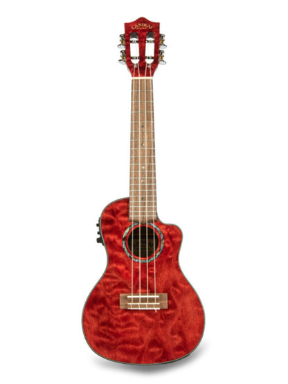 Lanikai QM-RDCEC Concert Electro Red Quilted Maple Cutaway Ukulele