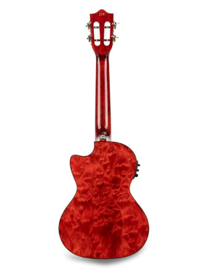 Lanikai QM-RDCET Tenor Electro Red Quilted Maple Cutaway Ukulele