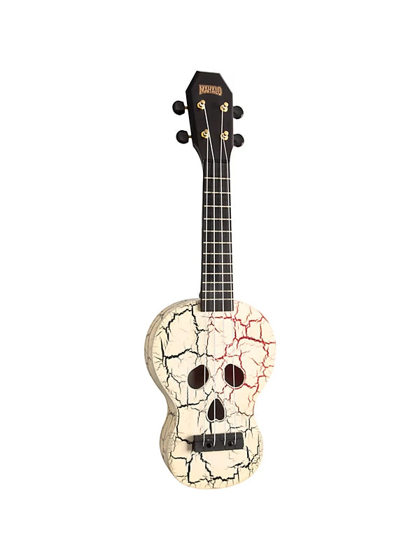 Mahalo Soprano Ukulele Skull Design White