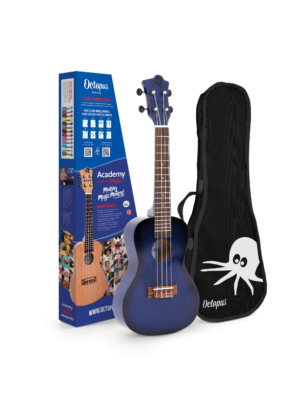 Octopus Academy concert ukulele ~ Dark Blue Burst With Bag