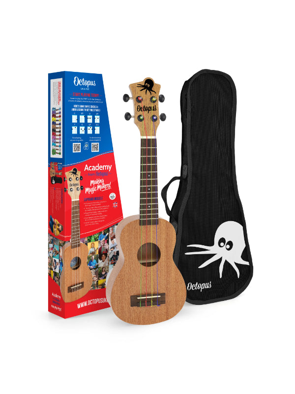 Octopus Academy soprano ukulele - colour strings With Bag