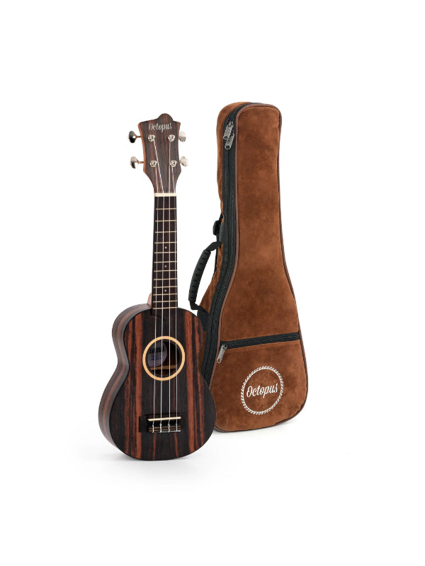 Octopus Ebony soprano ukulele With Bag