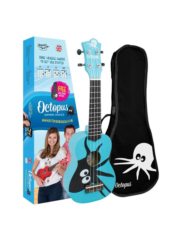 Octopus Kane series soprano ukulele ~ Blue With Bag
