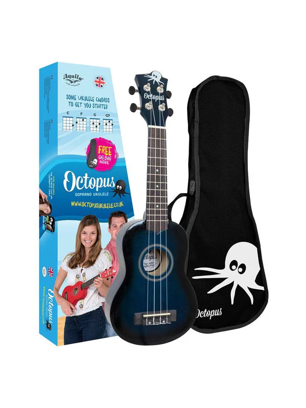 Octopus Metallic Burst Series Soprano Ukulele Dark Blue Burst With Bag