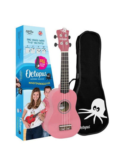 Octopus Metallic Series Soprano Ukulele Pink With Bag