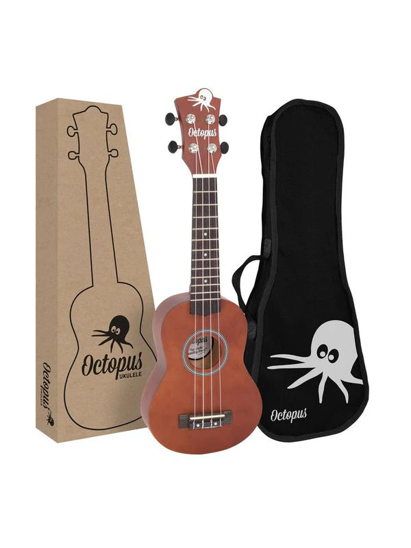 Octopus Natural Series Soprano Ukulele Matt Brown Natural With Bag