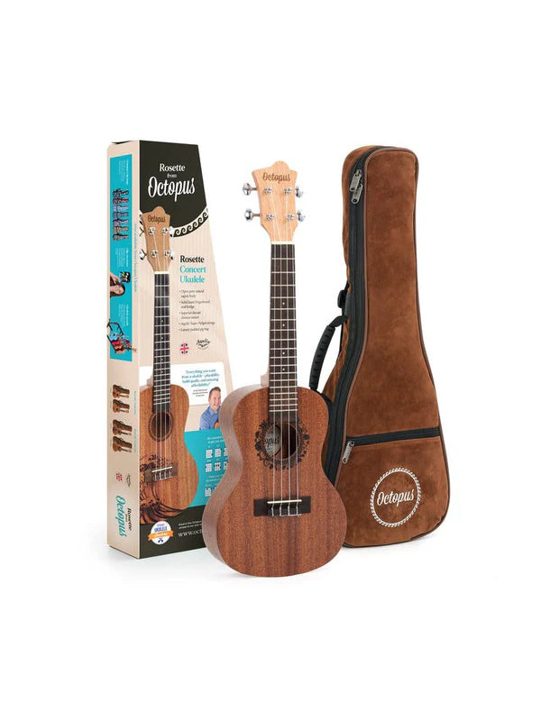 Octopus Rosette concert ukulele - wave motif With Bag
