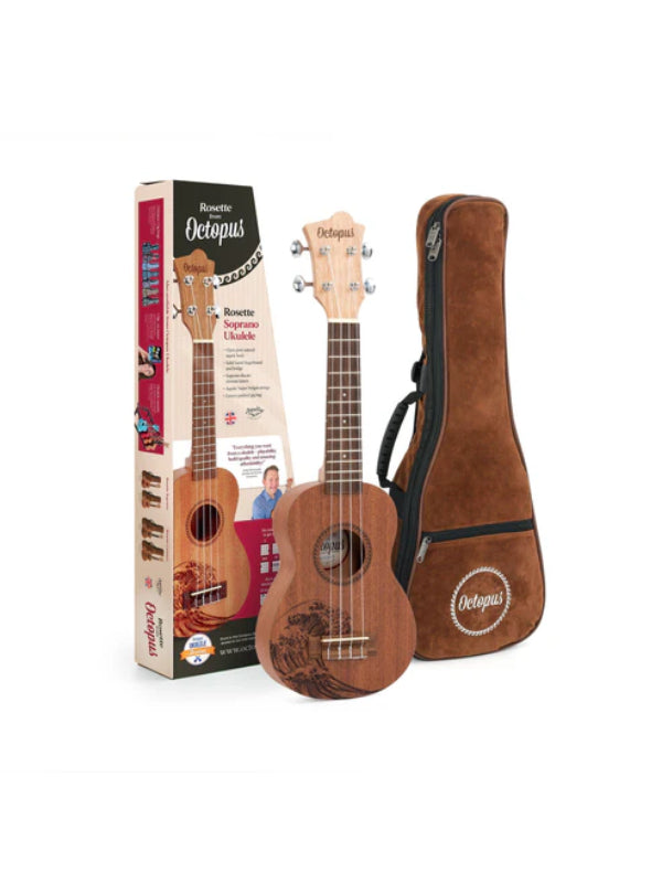 Octopus Rosette electro-acoustic soprano ukulele With Bag