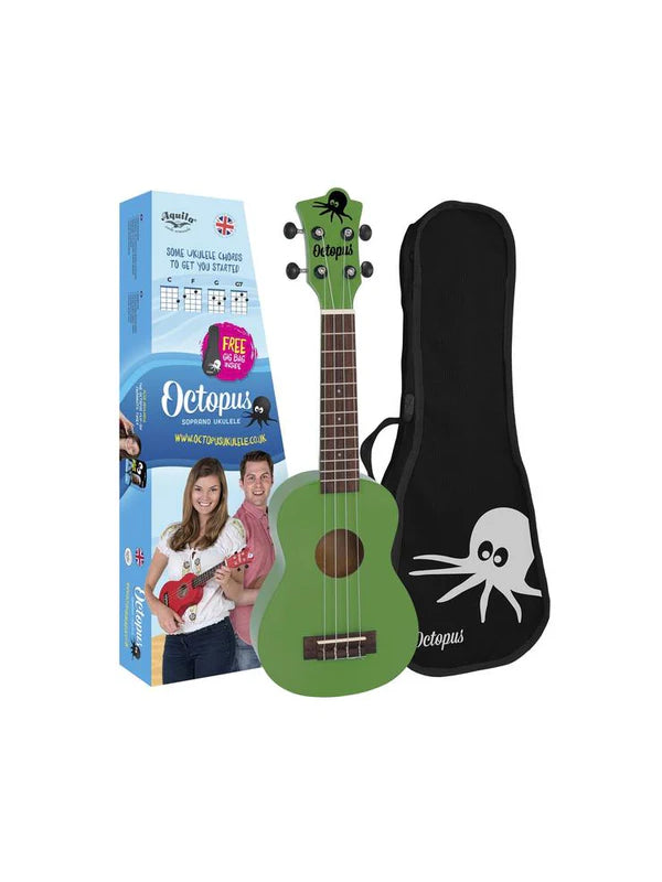 Octopus Soprano Ukulele Green With Bag