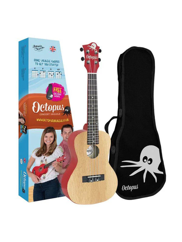 Octopus concert ukulele Yellow natural With Bag
