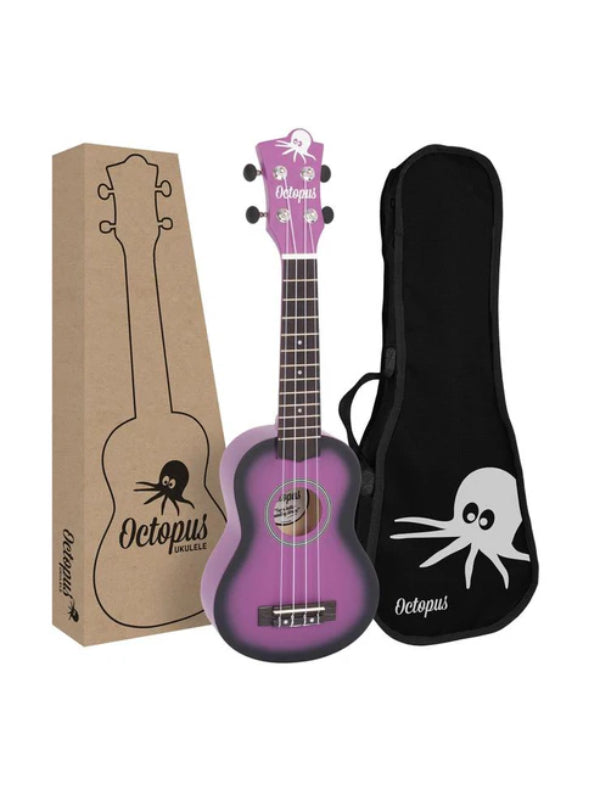 Octopus matt burst series soprano ukulele Purple burst With Bag