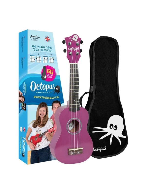 Octopus metallic series soprano ukulele Purple With Bag