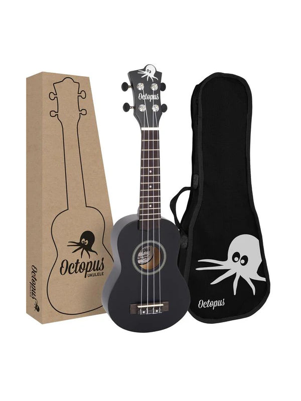 Octopus natural series soprano ukulele Matt black With Bag