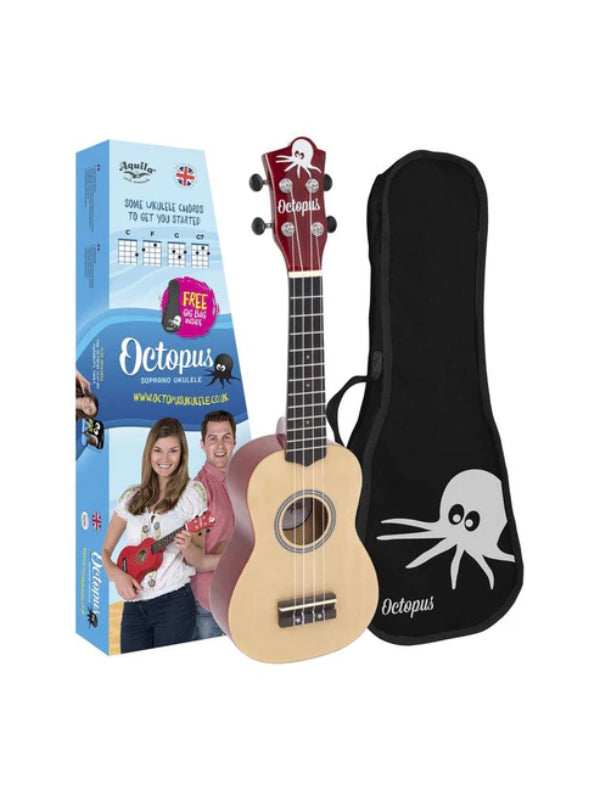 Octopus Natural series soprano ukulele Yellow natural With Bag