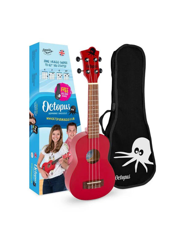 Octopus soprano ukulele Candy apple red With Bag