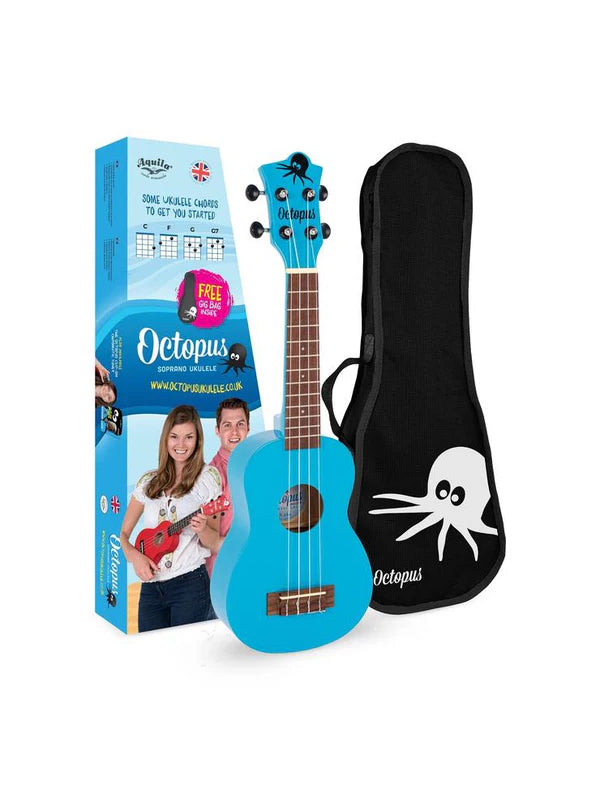 Octopus soprano ukulele Light blue With Bag