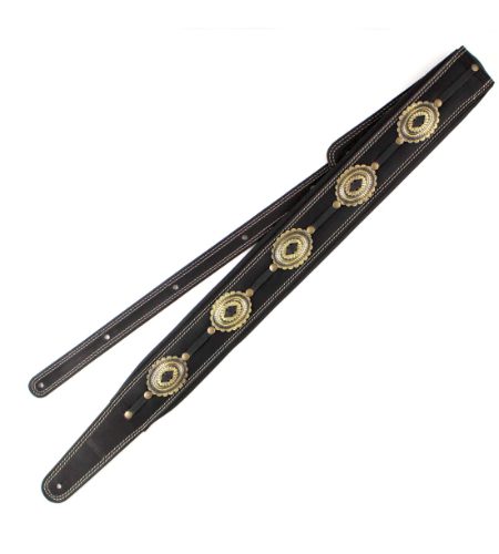 RICHTER GUITAR STRAP SPRINGBREAK I CONCHO BLACK / OLD BRASS Model 1545