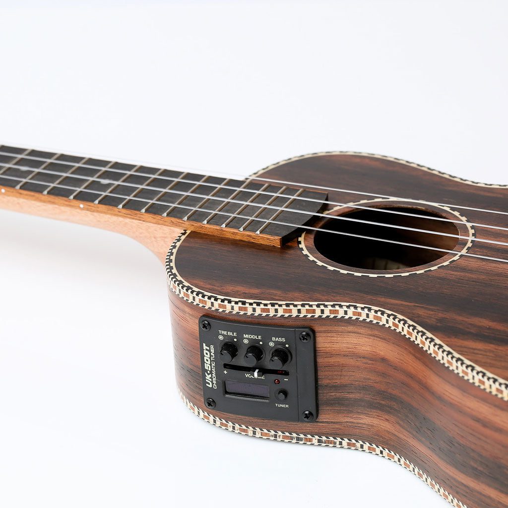 Snail UKC-E498EQ Electro-acoustic Ebony Concert Ukulele Including premium Snail Padded Gig Bag