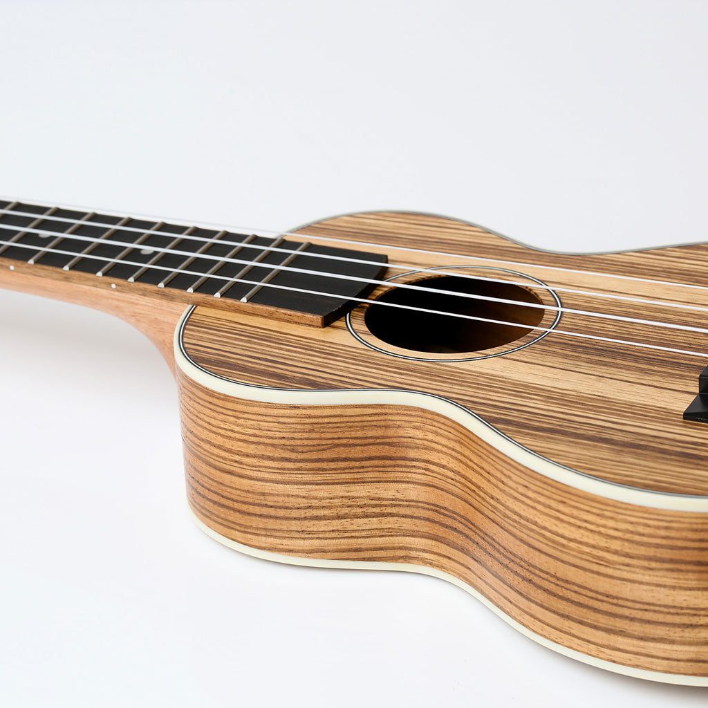 Snail UKS-215E Zebrawood Soprano Ukulele Including premium Snail Padded Gig Bag