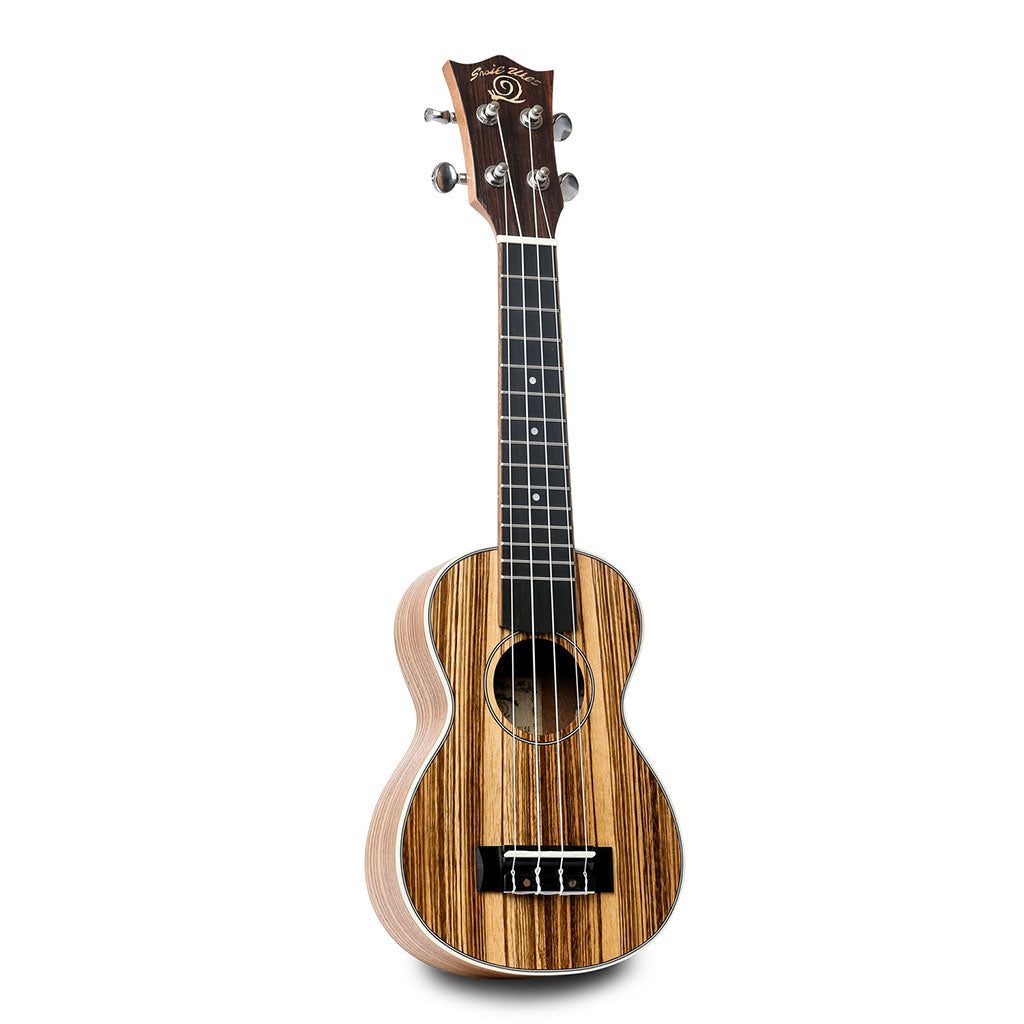 Snail UKS-215E Zebrawood Soprano Ukulele Including premium Snail Padded Gig Bag