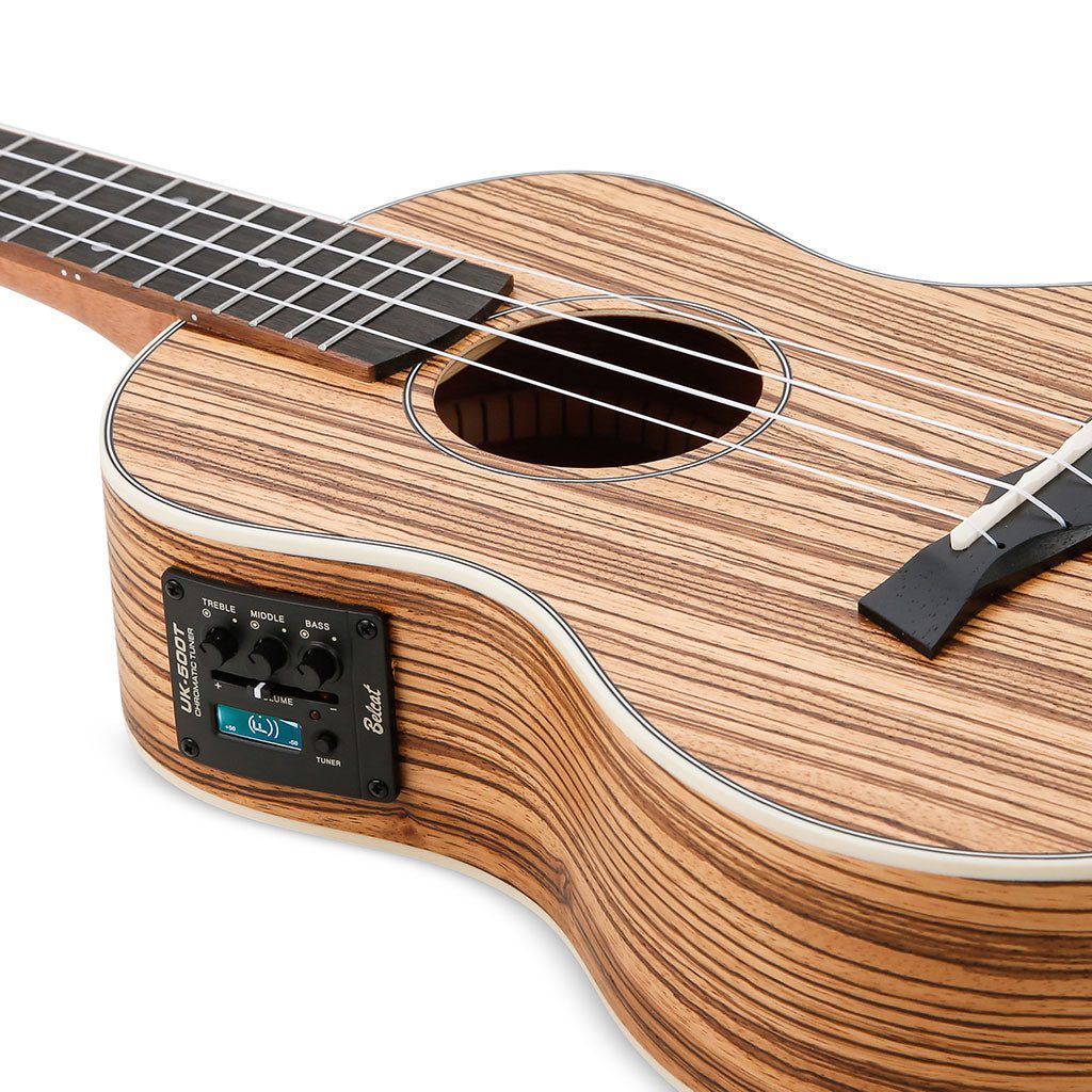 Snail UKT-528EQ Electro-acoustic Zebrawood Tenor Ukulele Including premium Snail Padded Gig Bag