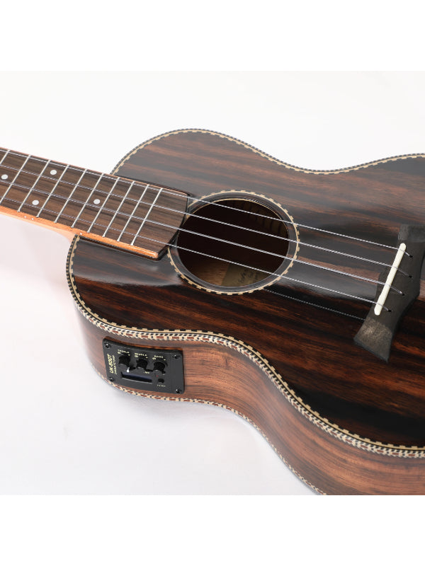 Snail UKT-E598EQ MK2 - Ebony Electro Tenor Ukulele, 38MM Nut, Gloss