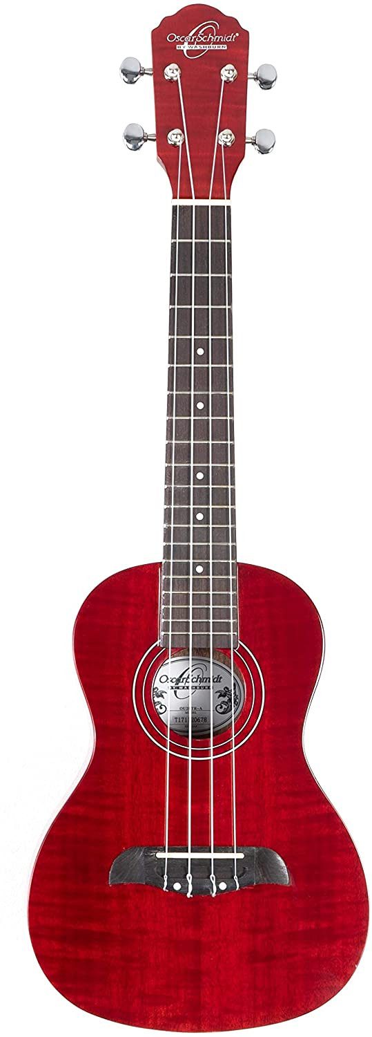 Oscar Schmidt OU2FTR-A-U Concert Ukulele Transparent Red